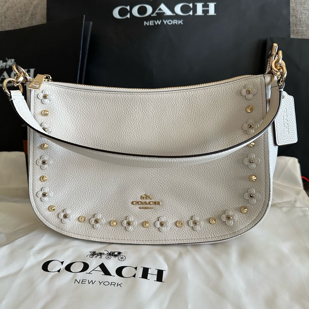 NWOT Coach Chelsea Floral & Rivet Apliqué Convertible Bag